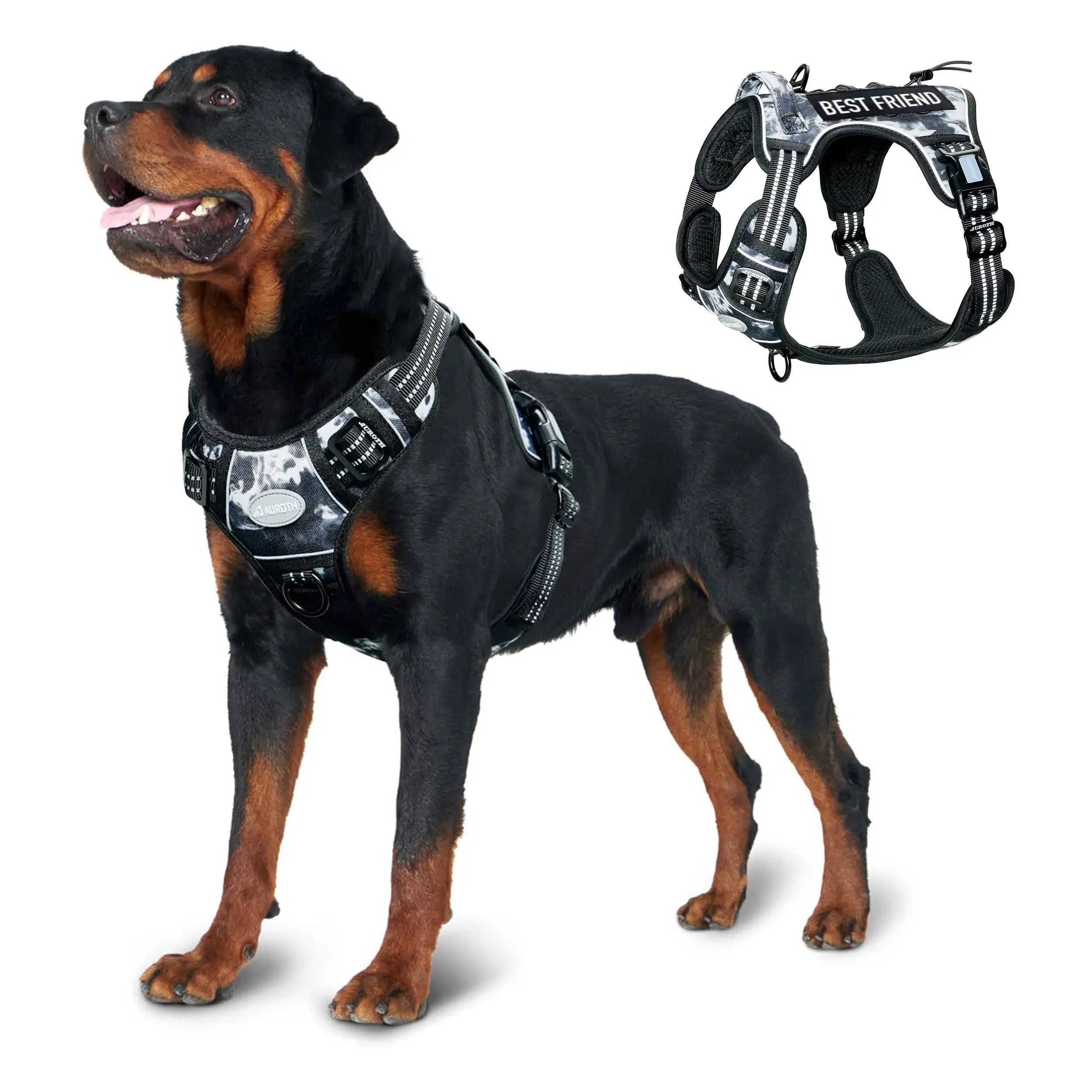 Auroth Tactical Dog Harness - Versatile and Durable No-Pull Adjustable Harness for Small to Large Dogs, Featuring Reflective Materials for Enhanced Safety and Control