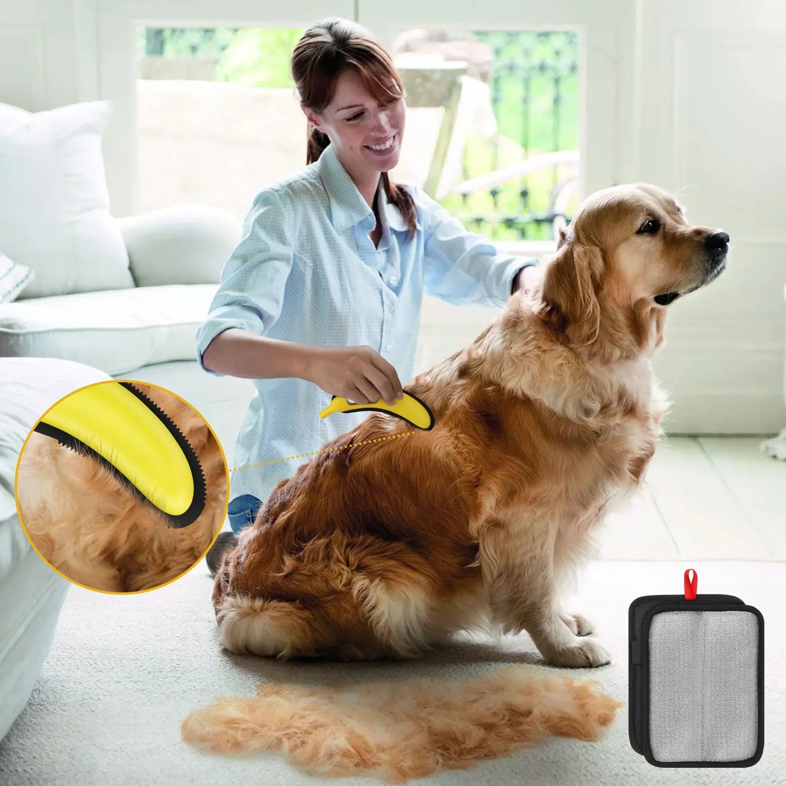 Adjustable Cat Hair Remover and Pet Cleaning Brush with Hanging Ring – Effective Hair Removal Tool for Carpets and Floors, Ideal Valentine's Day Gift