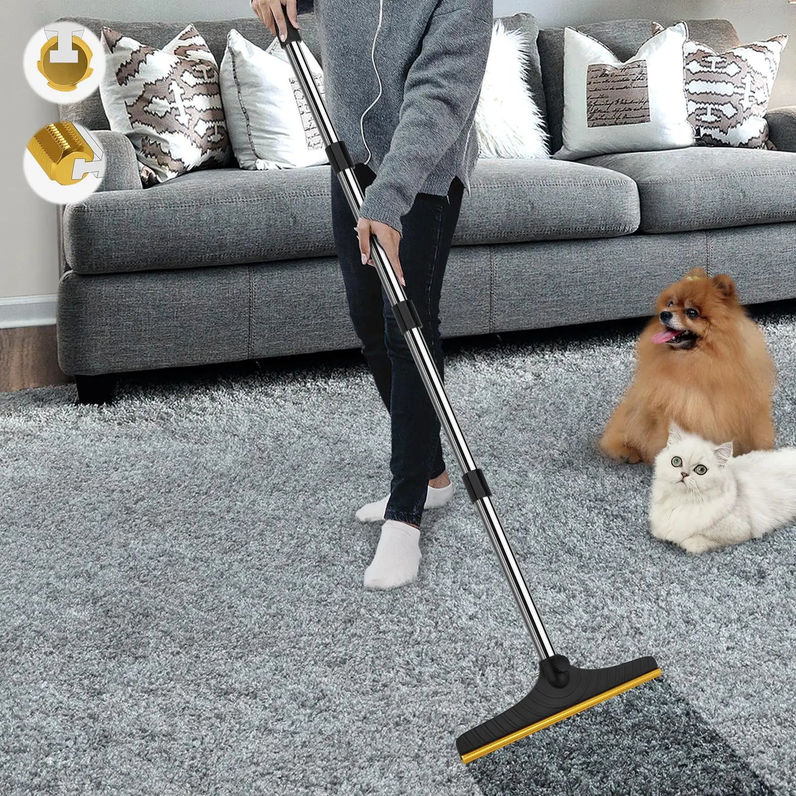 Adjustable Cat Hair Remover and Pet Cleaning Brush with Hanging Ring – Effective Hair Removal Tool for Carpets and Floors, Ideal Valentine's Day Gift