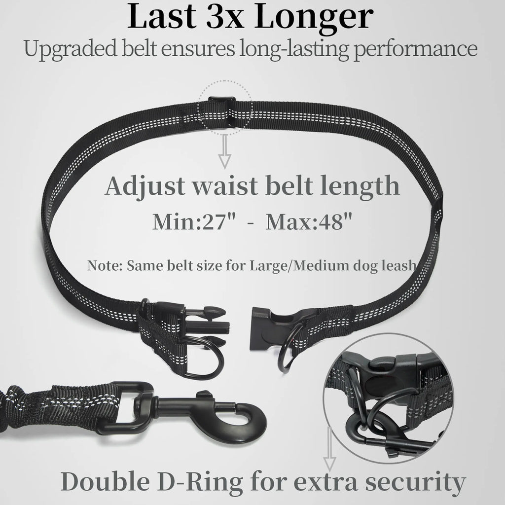 Iyoshop Hands Free Dog Leash with Zipper Pouch, Dual Padded Handles and Durable Bungee for Walking, Jogging and Running Your Dog