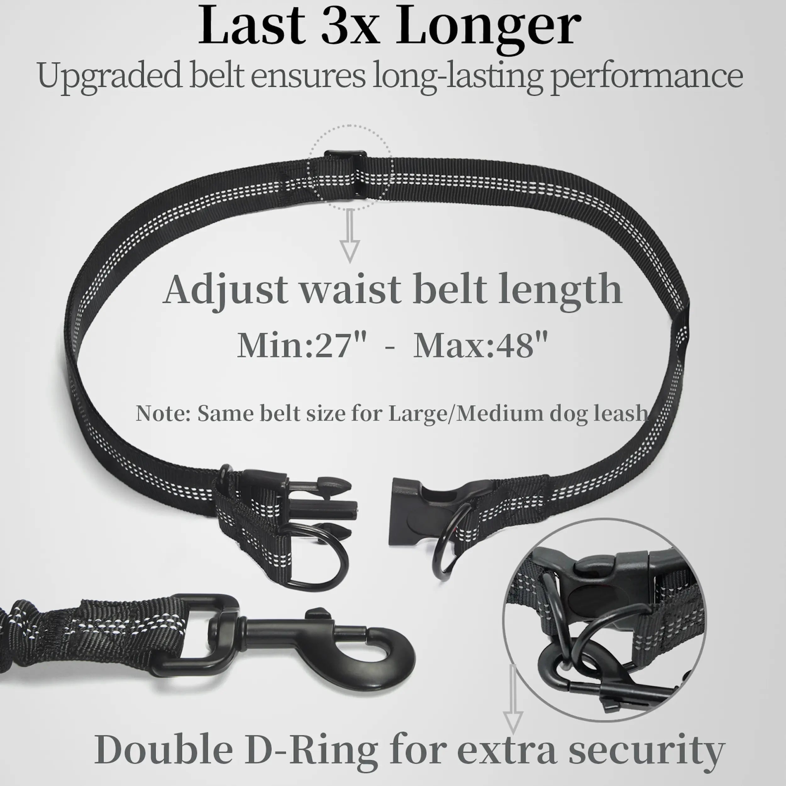 Iyoshop Hands Free Dog Leash with Zipper Pouch, Dual Padded Handles and Durable Bungee for Walking, Jogging and Running Your Dog