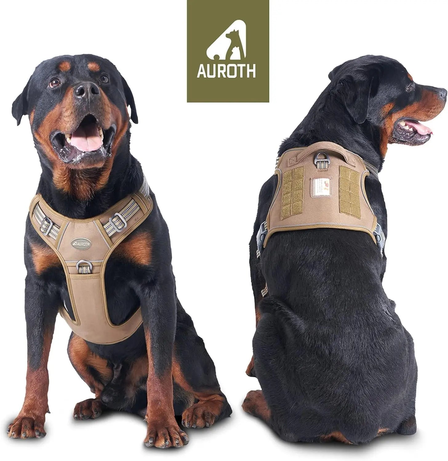 Auroth Tactical Dog Harness - Versatile and Durable No-Pull Adjustable Harness for Small to Large Dogs, Featuring Reflective Materials for Enhanced Safety and Control