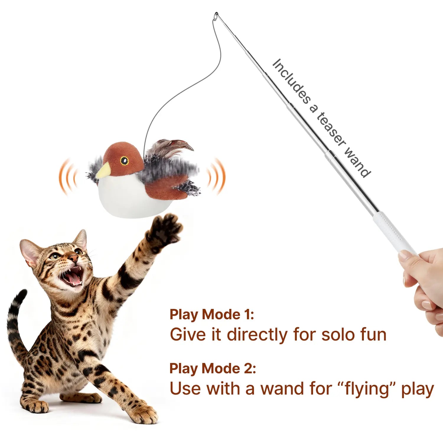 Potaroma Interactive Rechargeable Cat Toy with Flapping Bird and Lifelike Chirping Sounds