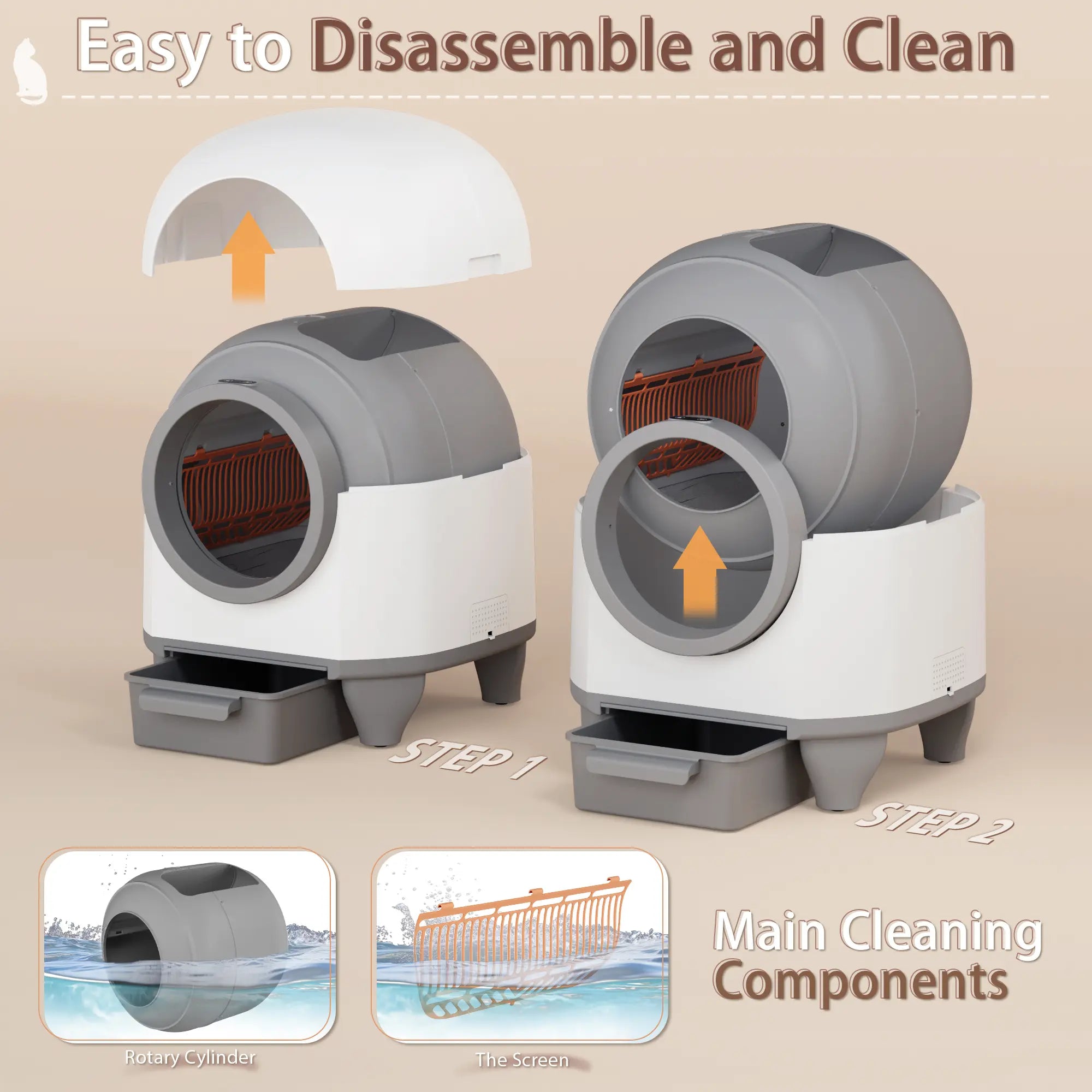 Warcat Smart Low-Noise Auto-Cleaning Litter Box 90L Self Cleaning Cat Litter Box App-Controlled via 2.4G Wifi with Smart Sensors, Safety Protection, Easy Maintenance, Easy Setup & Clean #Tiktokshopdealsforyoudays #Dealsforyoudays