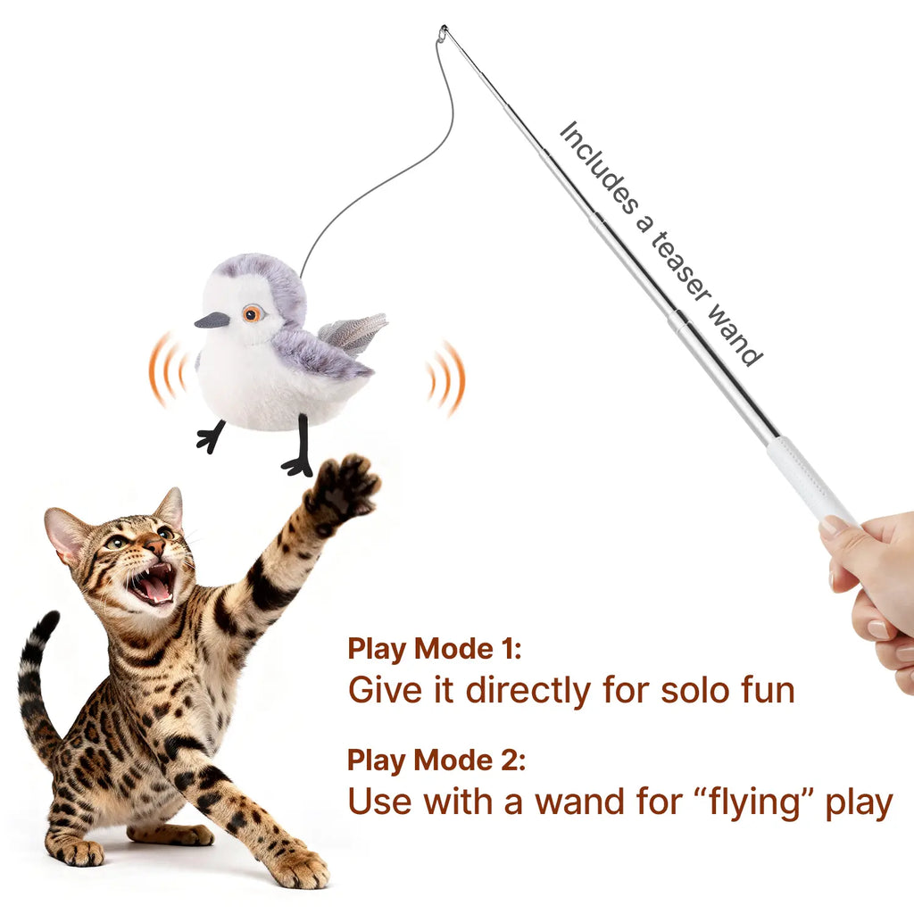 Potaroma Interactive Rechargeable Cat Toy with Flapping Bird and Lifelike Chirping Sounds