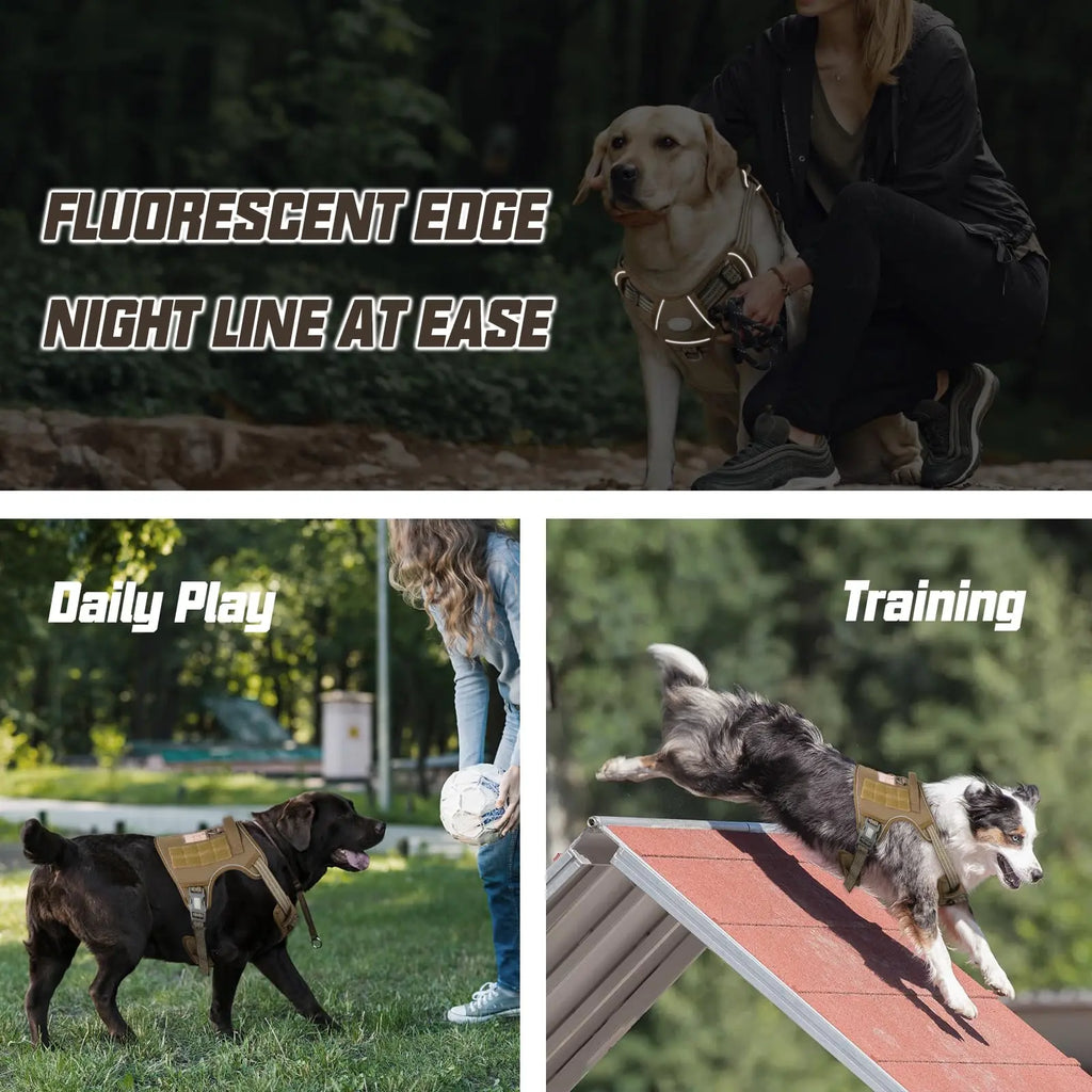 Auroth Tactical Dog Harness - Versatile and Durable No-Pull Adjustable Harness for Small to Large Dogs, Featuring Reflective Materials for Enhanced Safety and Control