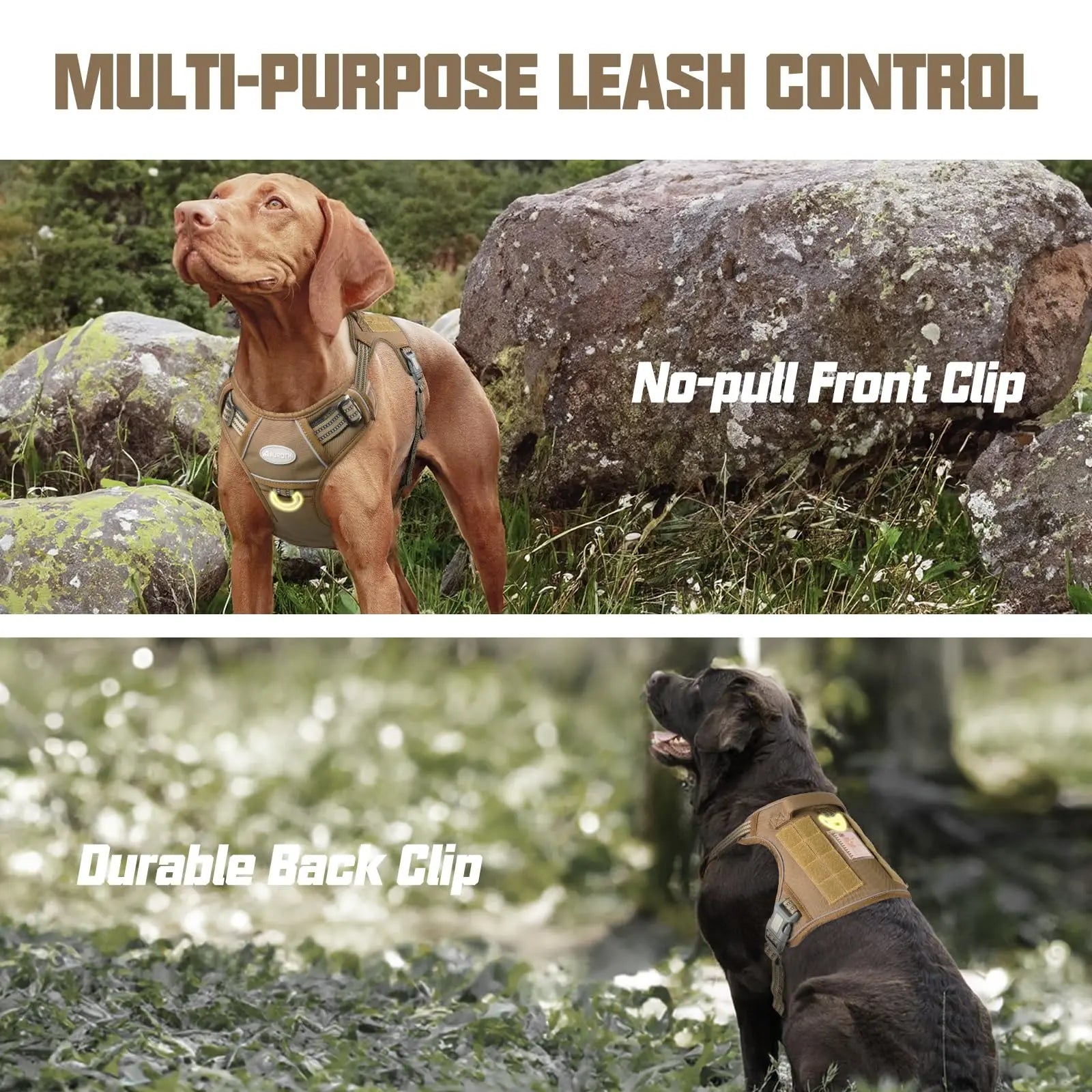 Auroth Tactical Dog Harness - Versatile and Durable No-Pull Adjustable Harness for Small to Large Dogs, Featuring Reflective Materials for Enhanced Safety and Control