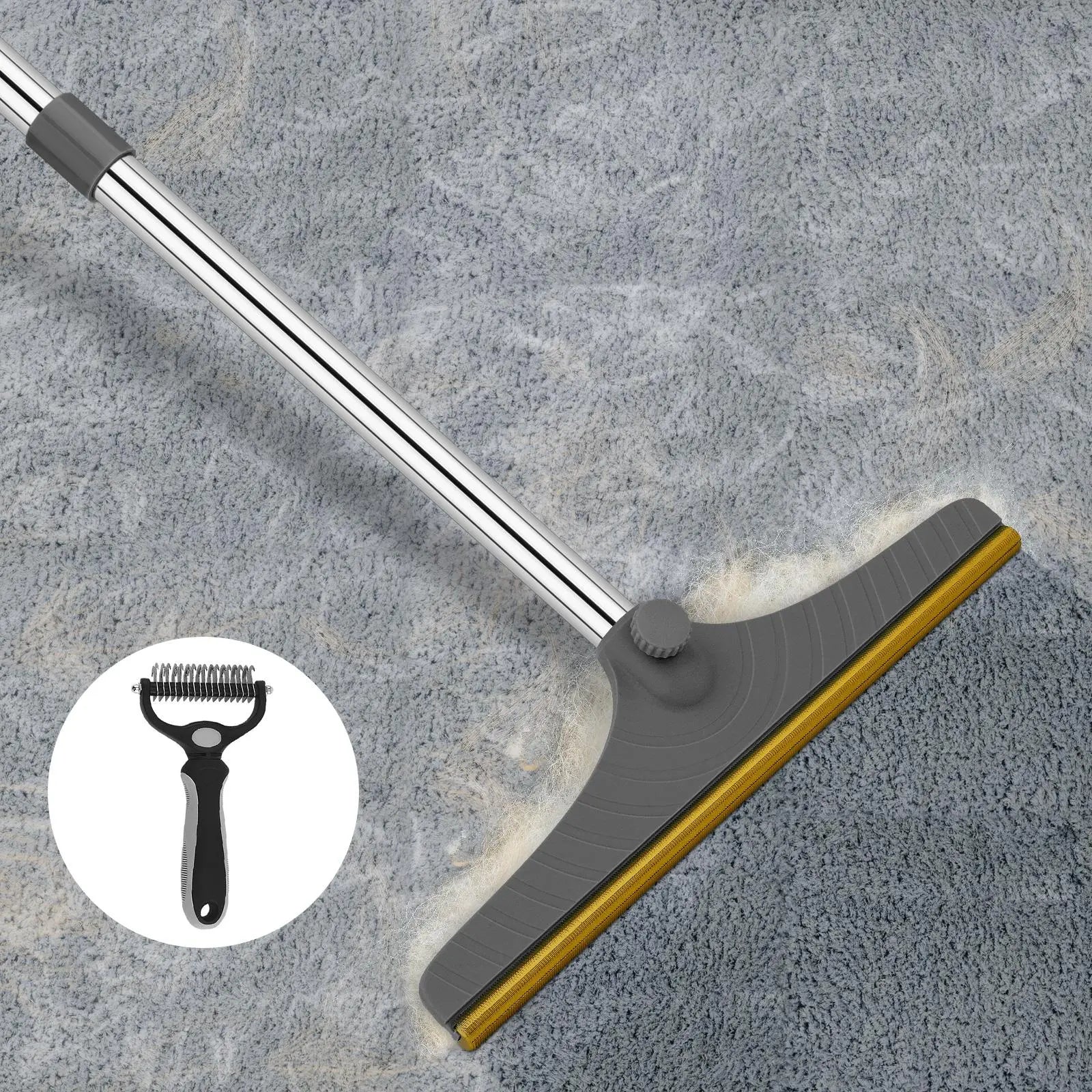 Adjustable Cat Hair Remover and Pet Cleaning Brush with Hanging Ring – Effective Hair Removal Tool for Carpets and Floors, Ideal Valentine's Day Gift