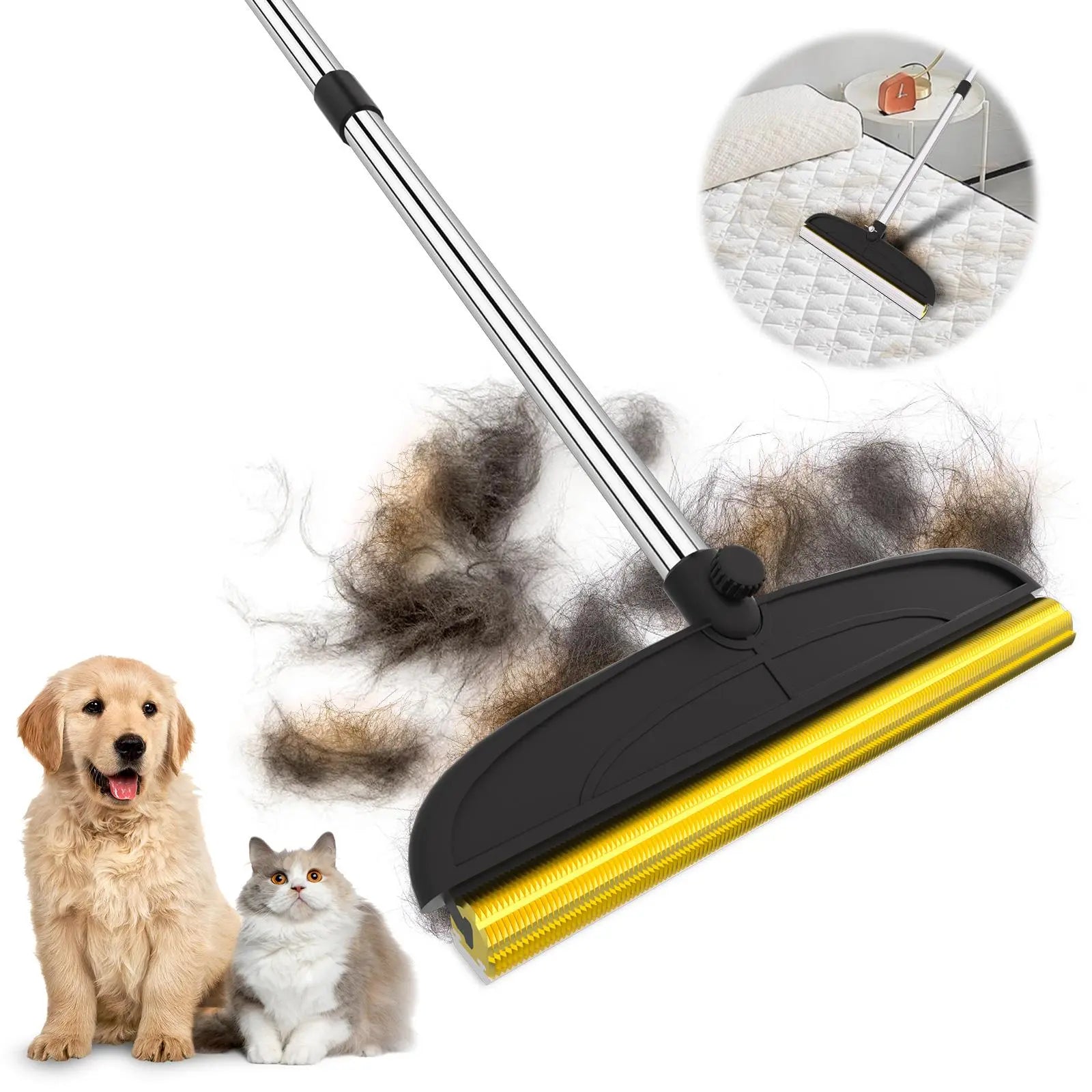 Adjustable Cat Hair Remover and Pet Cleaning Brush with Hanging Ring – Effective Hair Removal Tool for Carpets and Floors, Ideal Valentine's Day Gift