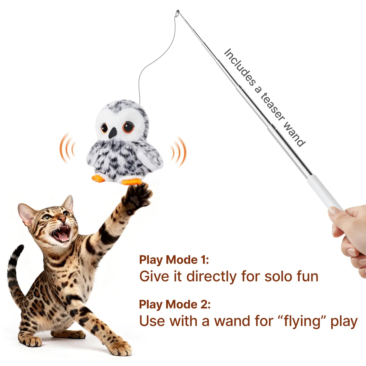 Potaroma Interactive Rechargeable Cat Toy with Flapping Bird and Lifelike Chirping Sounds