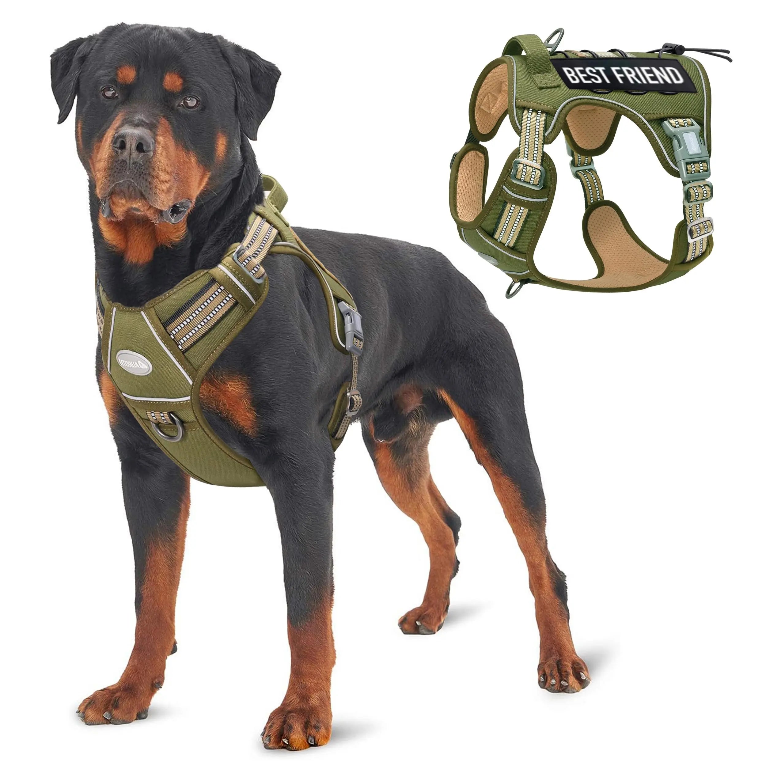 Auroth Tactical Dog Harness - Versatile and Durable No-Pull Adjustable Harness for Small to Large Dogs, Featuring Reflective Materials for Enhanced Safety and Control