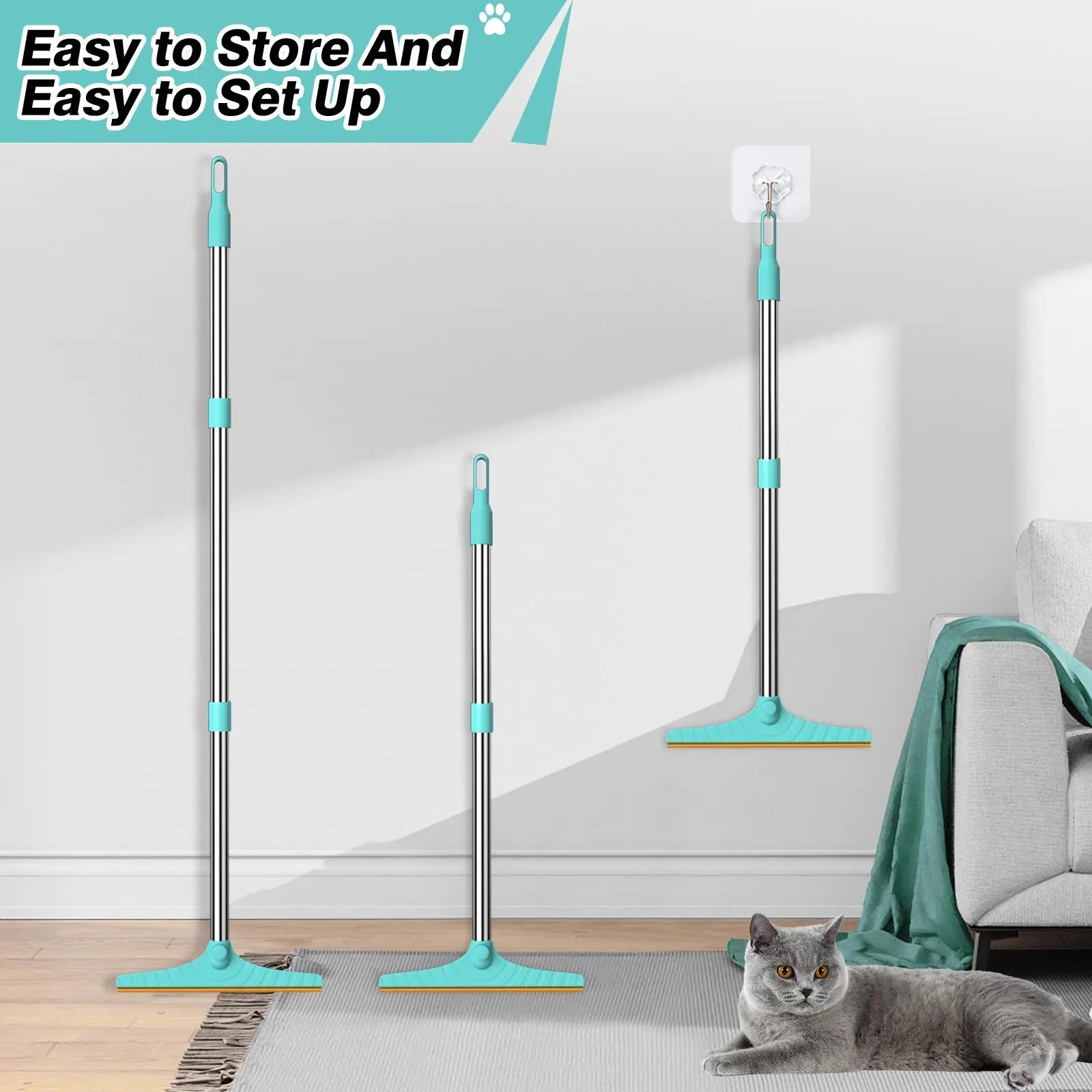 Adjustable Cat Hair Remover and Pet Cleaning Brush with Hanging Ring – Effective Hair Removal Tool for Carpets and Floors, Ideal Valentine's Day Gift