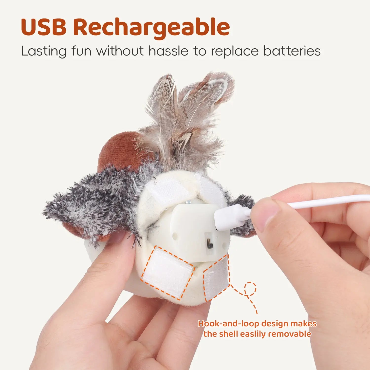Potaroma Interactive Rechargeable Cat Toy with Flapping Bird and Lifelike Chirping Sounds