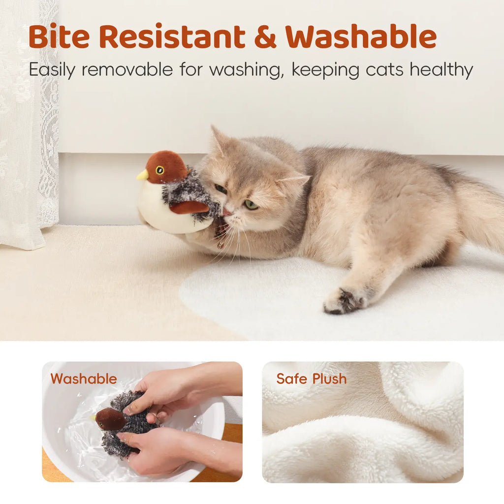 Potaroma Interactive Rechargeable Cat Toy with Flapping Bird and Lifelike Chirping Sounds
