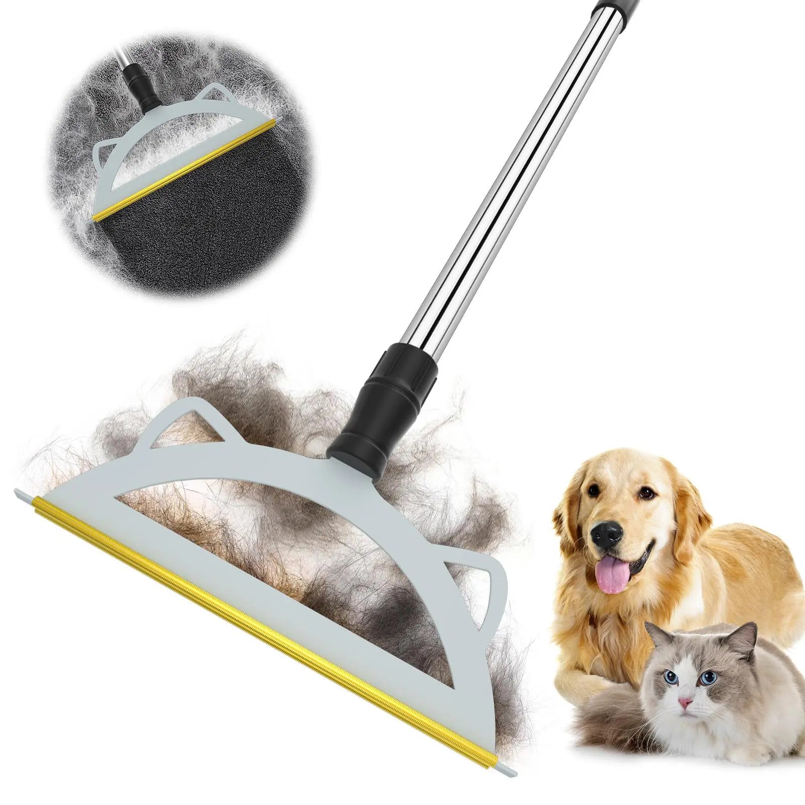 Adjustable Cat Hair Remover and Pet Cleaning Brush with Hanging Ring – Effective Hair Removal Tool for Carpets and Floors, Ideal Valentine's Day Gift