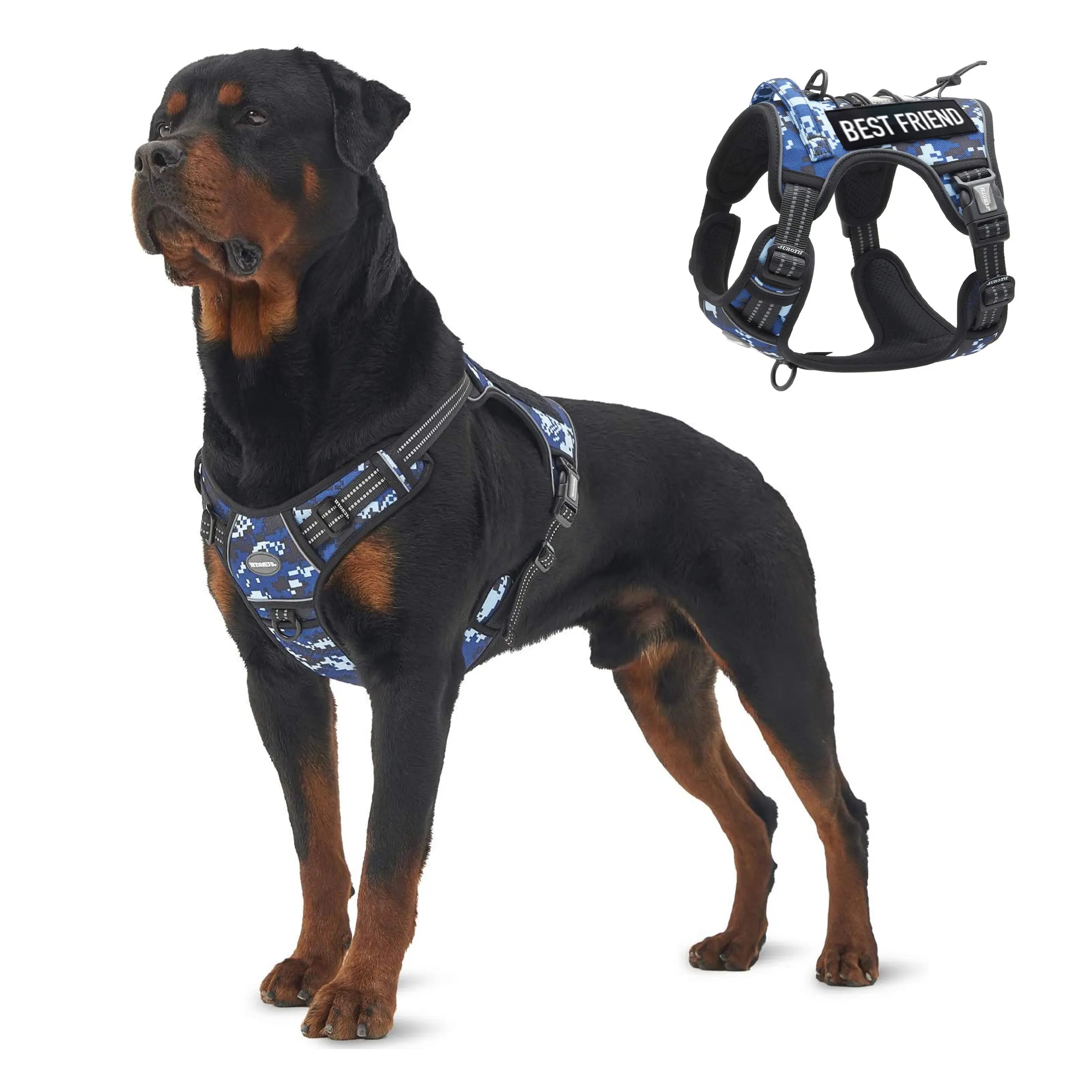 Auroth Tactical Dog Harness - Versatile and Durable No-Pull Adjustable Harness for Small to Large Dogs, Featuring Reflective Materials for Enhanced Safety and Control