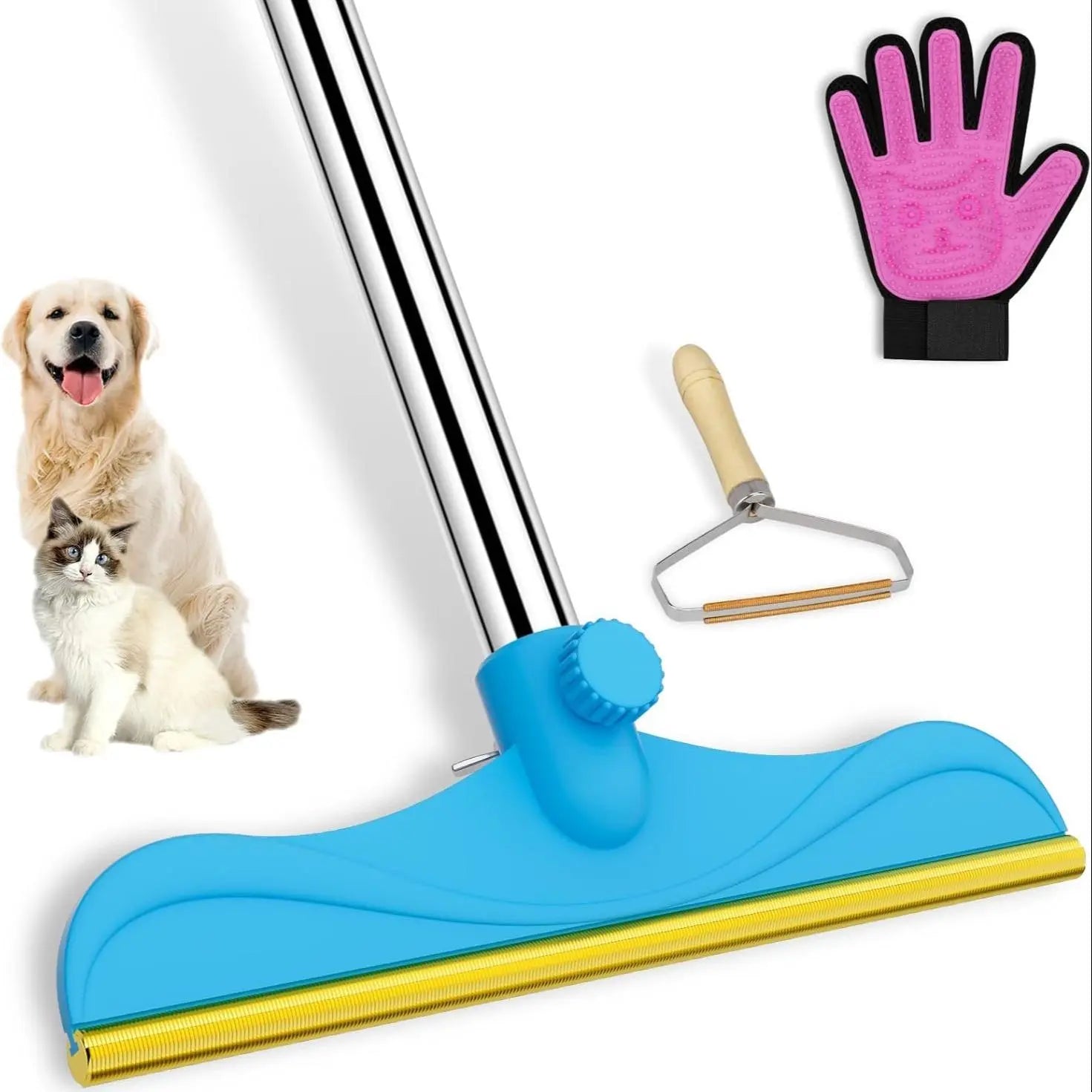 Adjustable Cat Hair Remover and Pet Cleaning Brush with Hanging Ring – Effective Hair Removal Tool for Carpets and Floors, Ideal Valentine's Day Gift
