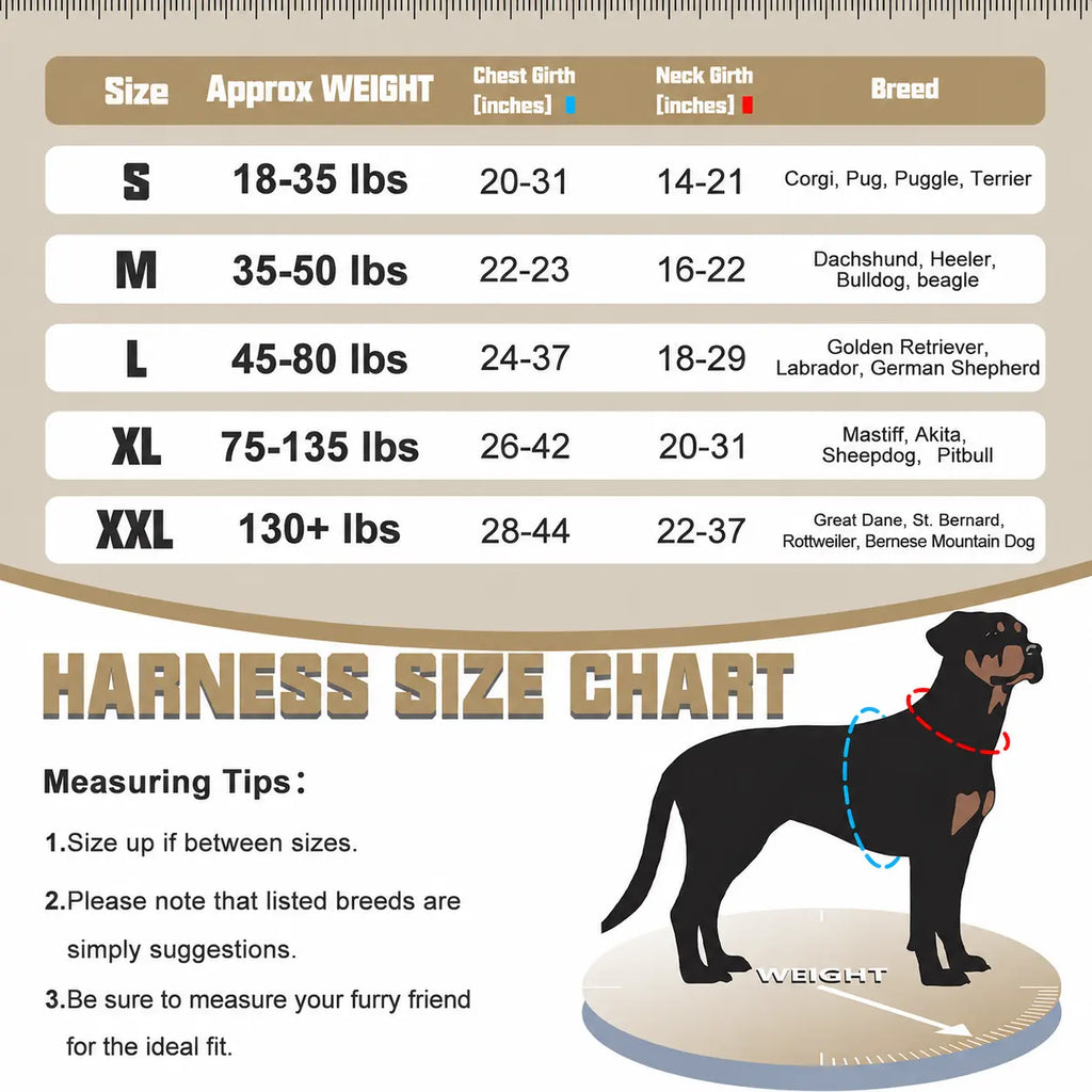 Auroth Tactical Dog Harness - Versatile and Durable No-Pull Adjustable Harness for Small to Large Dogs, Featuring Reflective Materials for Enhanced Safety and Control