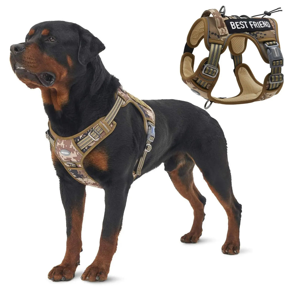 Auroth Tactical Dog Harness - Versatile and Durable No-Pull Adjustable Harness for Small to Large Dogs, Featuring Reflective Materials for Enhanced Safety and Control